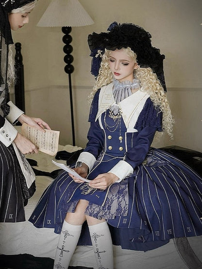 【2月26日予約締切】ゴシックエンブロイダリーストライプ懐中時計シスタードレスフルセット＋ヘッドドレス