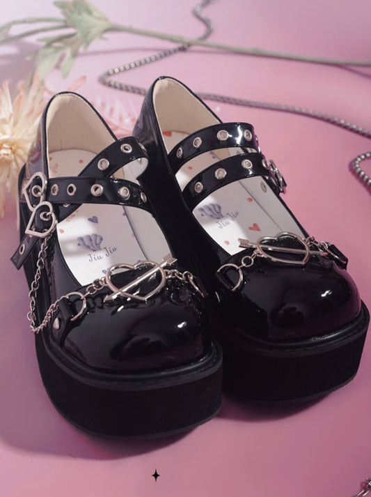 Lolita Retro Punk Spicy High Heeled Round Toe Platform Shoes