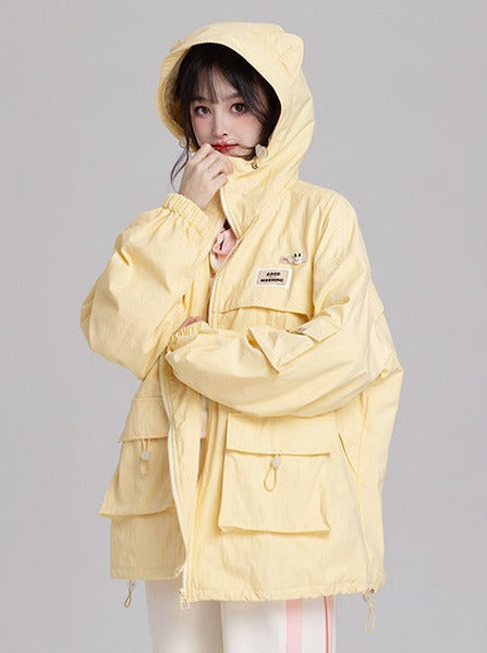 猫耳フードストリートカーゴジャケット