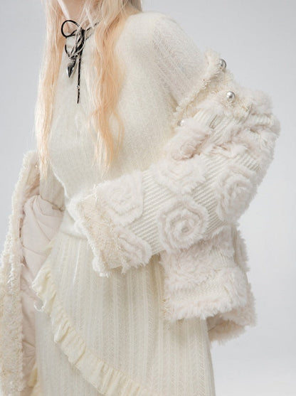 Small Custom Melted Snow Lace Cutout Irregular Ruffle Dress [Reserved Item].