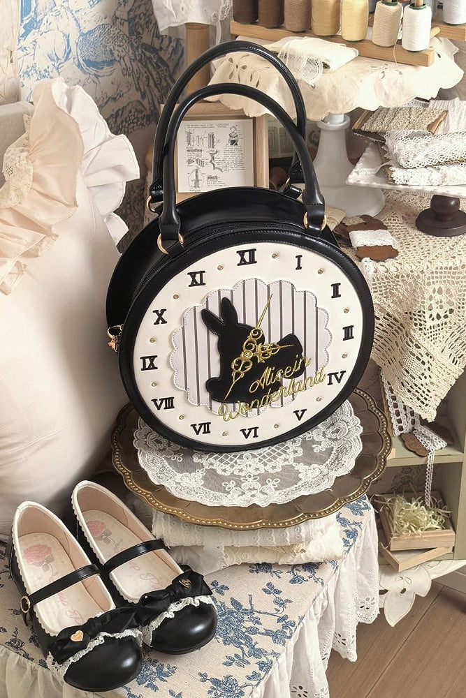 [Date limite de précommande : 16 juillet] Sac à main horloge lapin fantasy Alice (avec bandoulière)