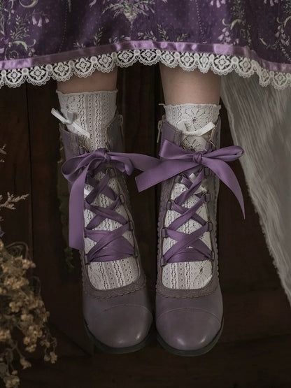 【12月26日予約締切】エレガントアンティークロリータレースアップブーツ