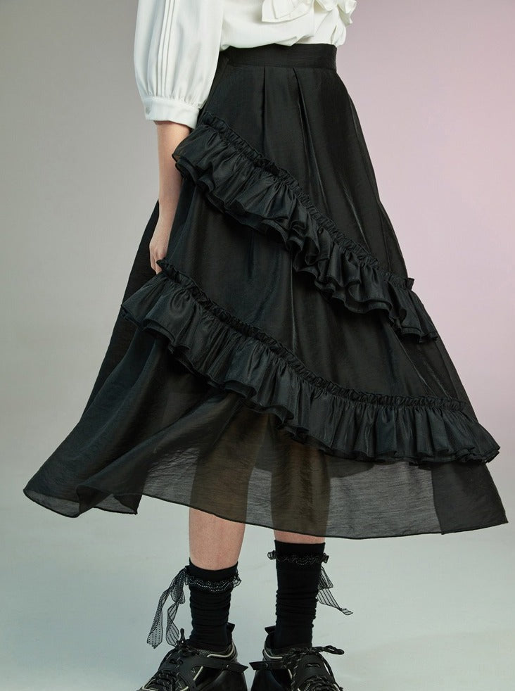 Black Frilled Sheer Skirt