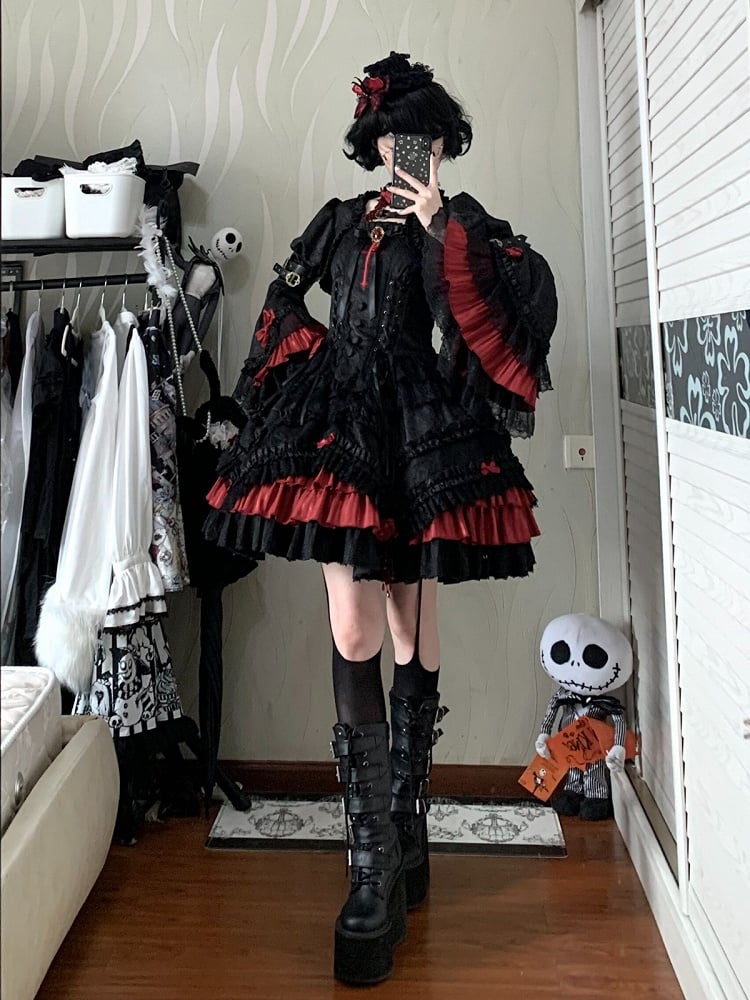 【4月21日予約締切】ブラッドフィーストダークゴシックローズクロスコルセットサスドレス＋ベルスリーブショートジャケット＋アクセサリー