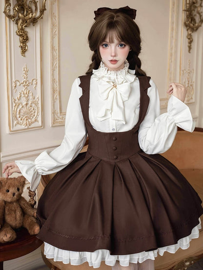 【4月14日予約締切】クラシックラペルショルダースウィートロリータコルセットサスドレス