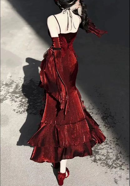 Amour Rose Burgundy Wizard of Oz Serena Purple Mermaid Dress Set