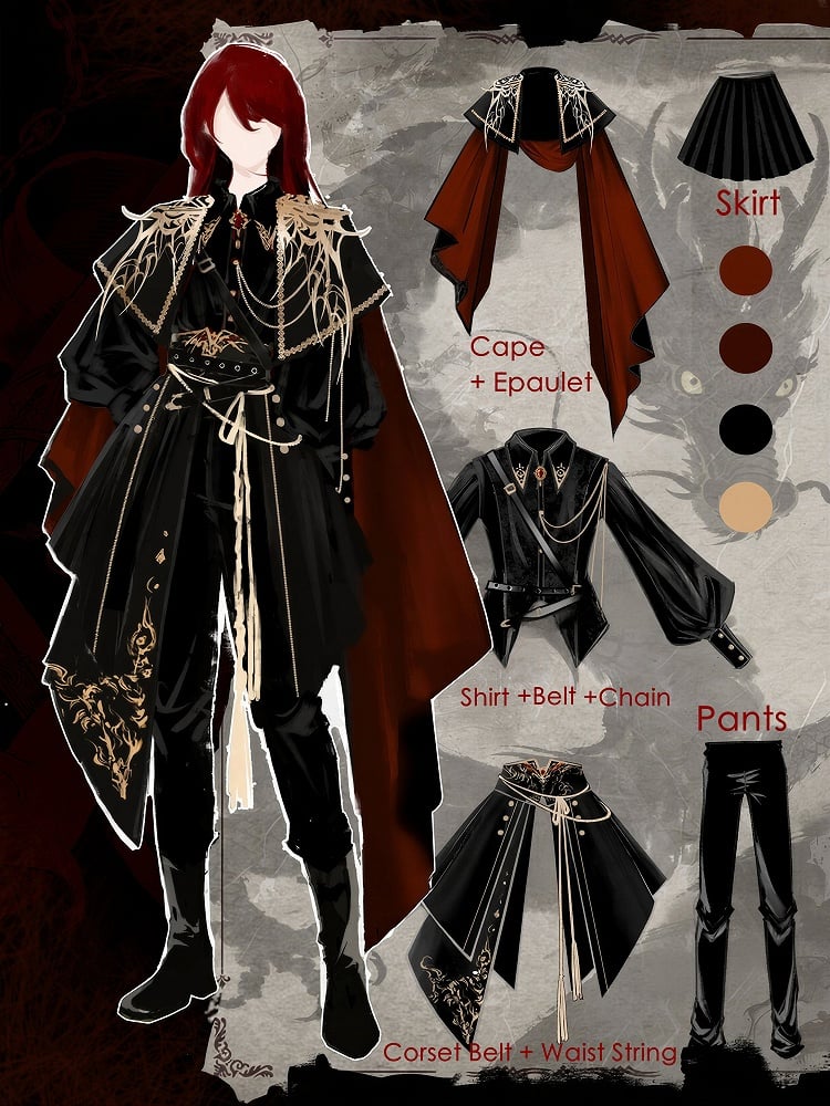 【予約商品】ダークファンタジーエンブロイダリーケープ＋シャツ＋コルセットトレーン＋パンツ/スカートコンプリートセット＋フルセット