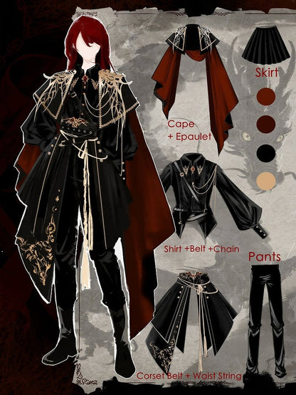 【予約商品】ダークファンタジーエンブロイダリーケープ＋シャツ＋コルセットトレーン＋パンツ/スカートコンプリートセット＋フルセット