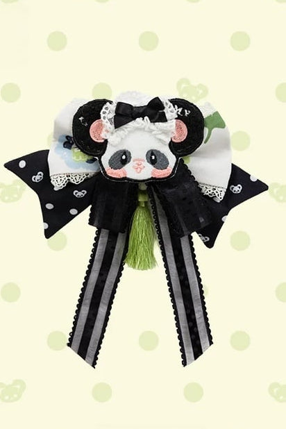[Reservierungsschluss am 1025] Pink/Grüne Chinoiserie-Lolita-Sweet-Panda-Serie Accessoires (Teetassen-inspirierter Minihut, Pandaohren-Haube, Pandaohren-KC, Pandaohren-Barett, Haarclip, Halskette, Handtasche, Quastenbrosche, Socken)