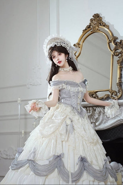 [Pre-order Deadline: June 14] Mist Blue Moonlight Elegant Wedding Lolita Corset Pull-Up Dress