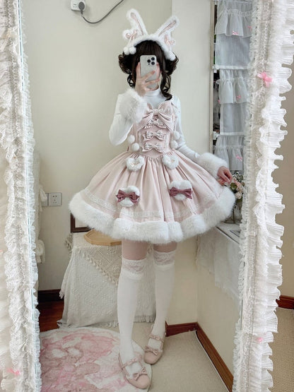 【12月19日予約締切】Sweet Dream Rabbitうさ耳フーディーファーケープ＋OPドレス＋サスペンダードレス＋インナートップス