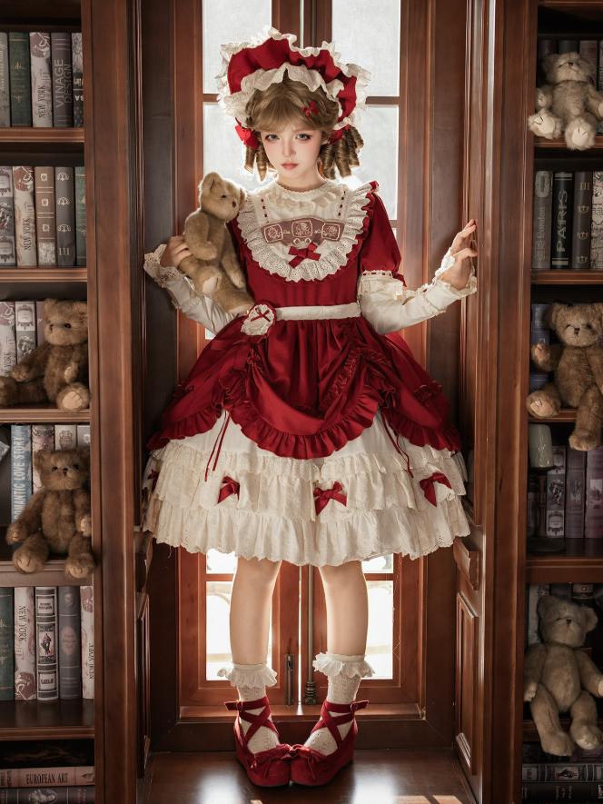 【4월 1일 예약마감】미러돌 앤티크 풀업 레이어드 원피스 + 풀 세트