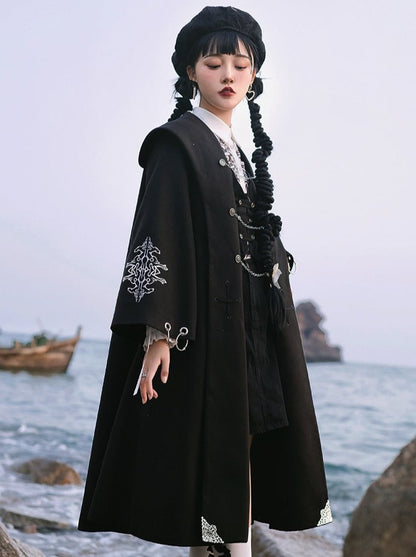Coat vest dark gothic wool cape jacket handsome Lolita design