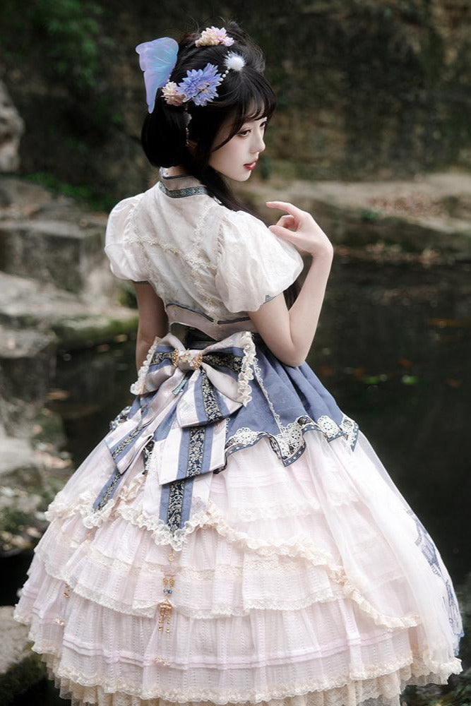 Classical Chinese Lolita Princess Dress Setup + Headdress + Necklace