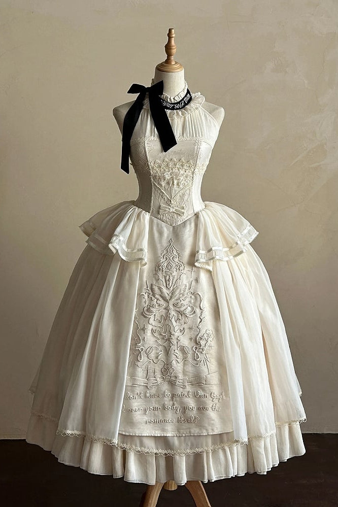 [Pre-order Deadline: May 29] Romantic Embroidered Ribbon Lolita Corset Tulle Dress