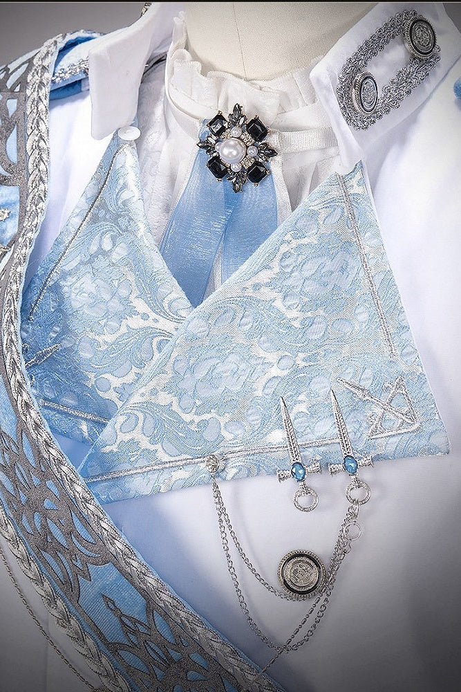 【12月7日予約締切】Light Blue & White Royal Prince-Style Military Lolita Set 1/2 + Full Set Ouji Fashion