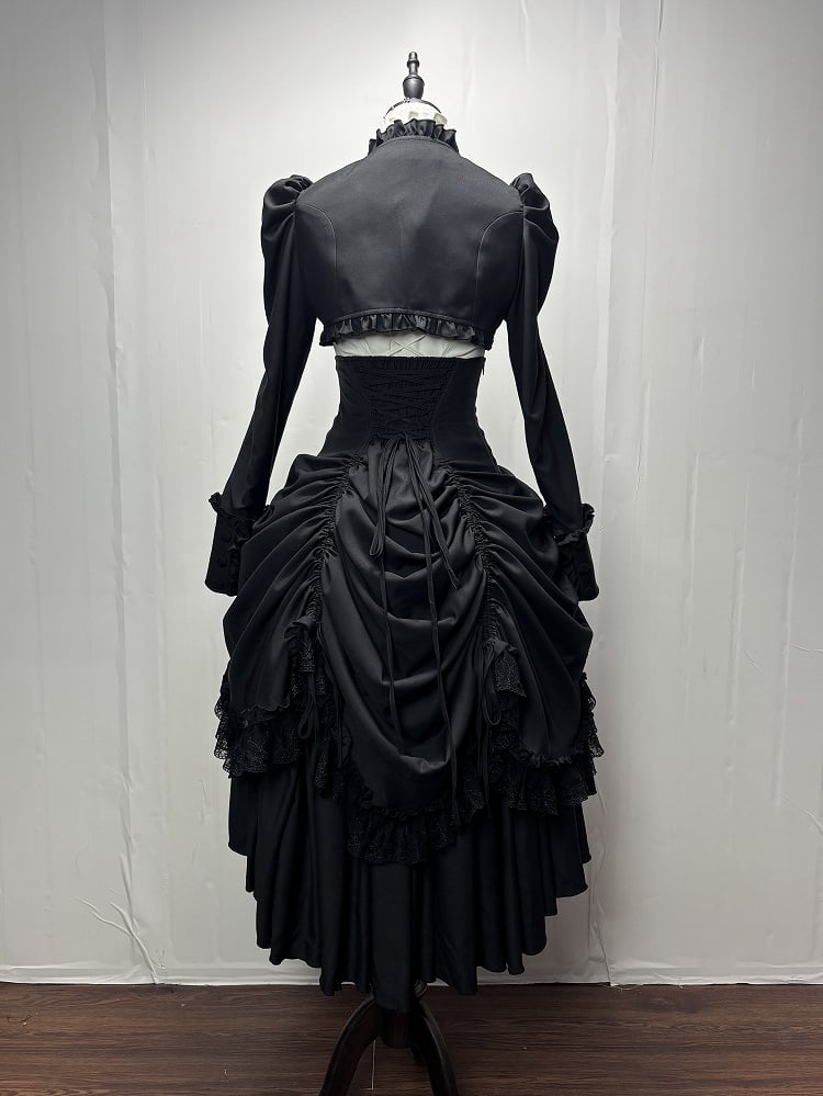 【3月6日予約締切】ダークゴシックブラックコルセットレイヤードプルアップスカート