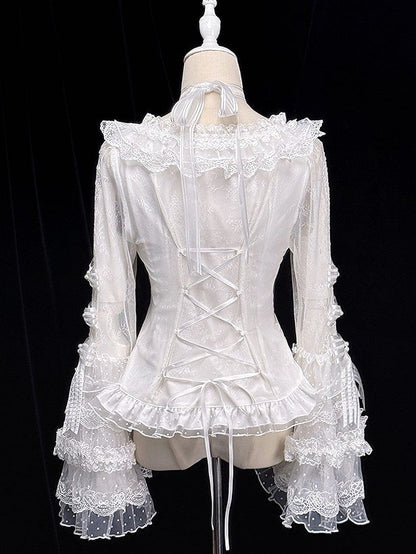 【12月26日予約締切】ピュアスイートローズファンタジークロスリボンレースベルスリーブシャツ