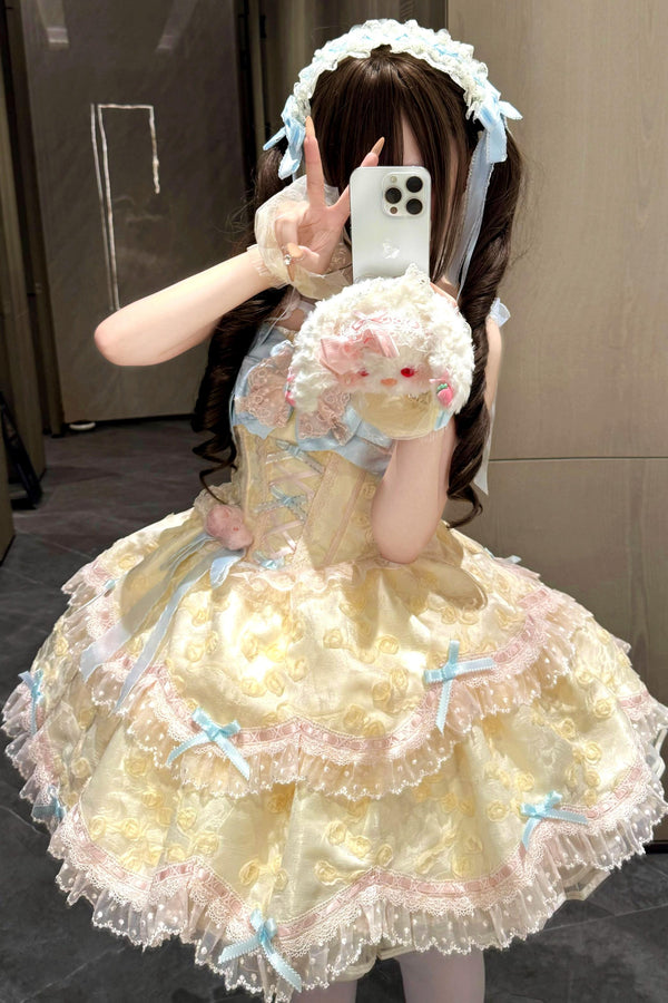 【予約商品】キャンディカラーの夢幻ドールロリータドレス+ヘアアクセサリー