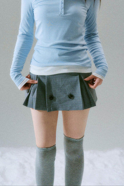 Retro Low Waist Pleated Skirt