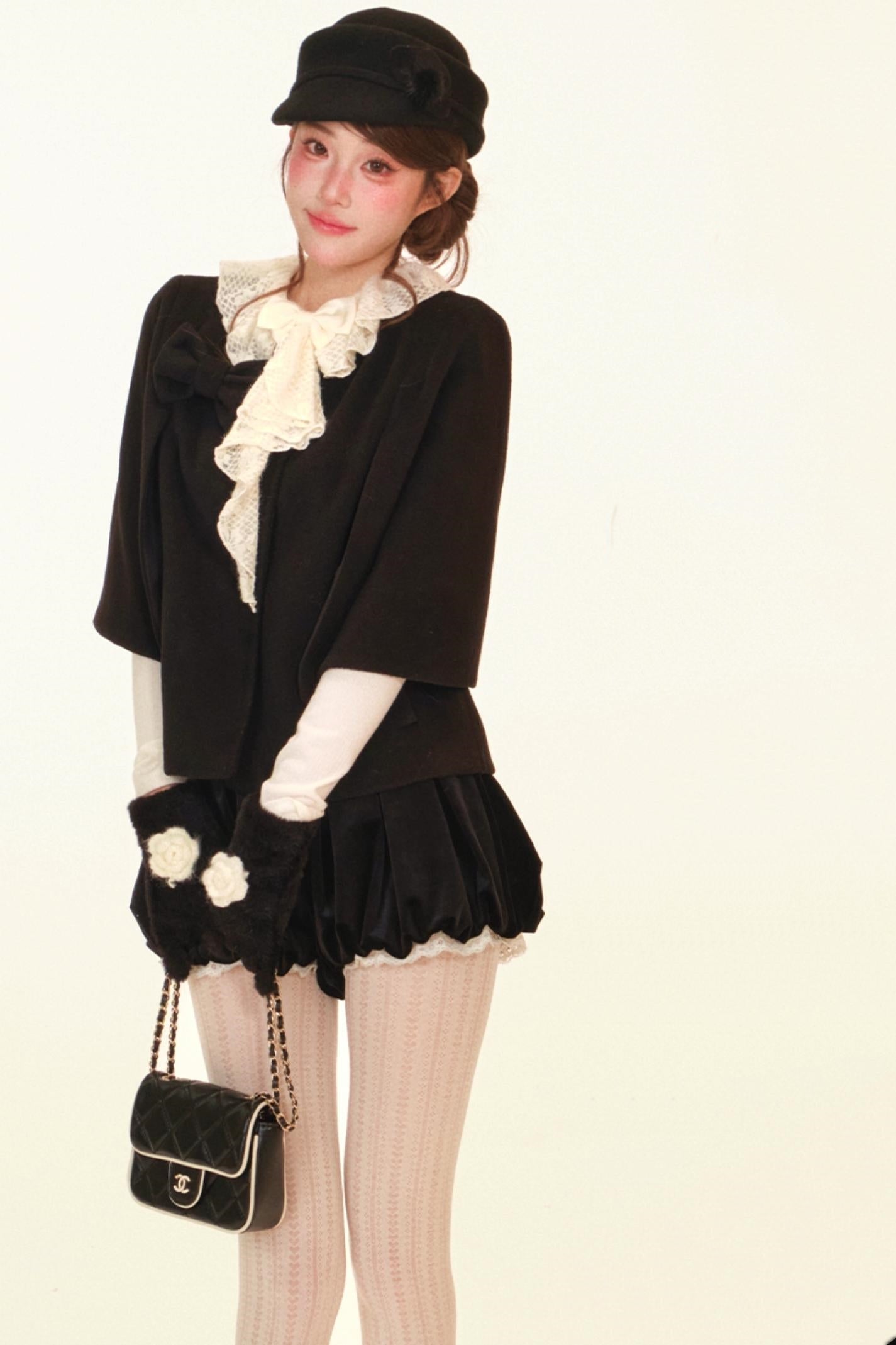 Winter Lace Ruffle Coat + Top + Pants