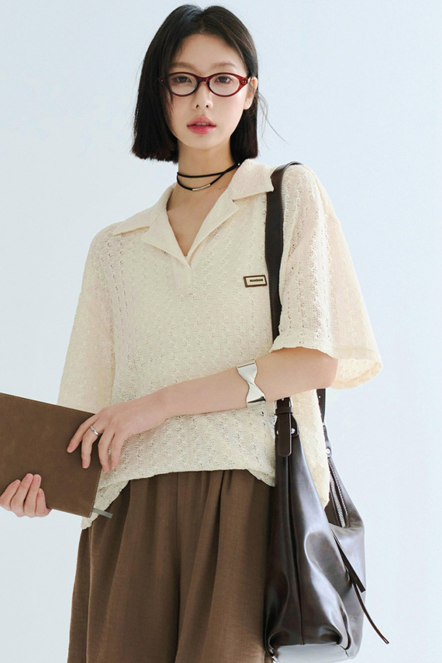 Sheer Polo Neck T-Shirt