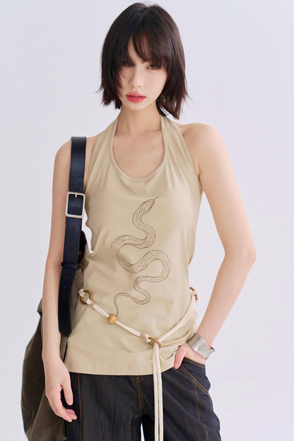 Reptile Print Backless Camisole