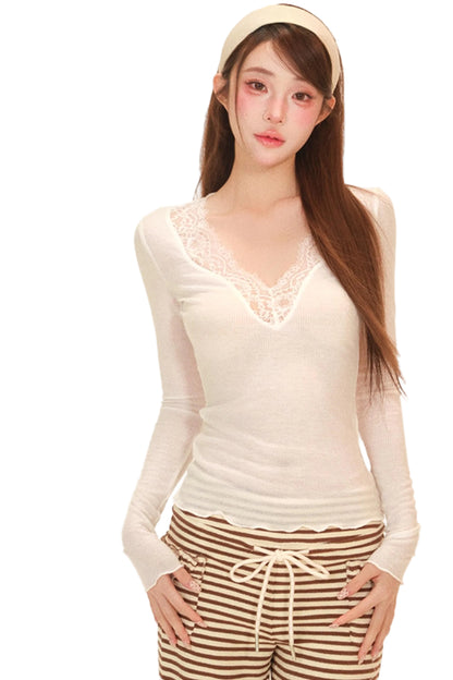 Wave Lace Patchwork Blouse