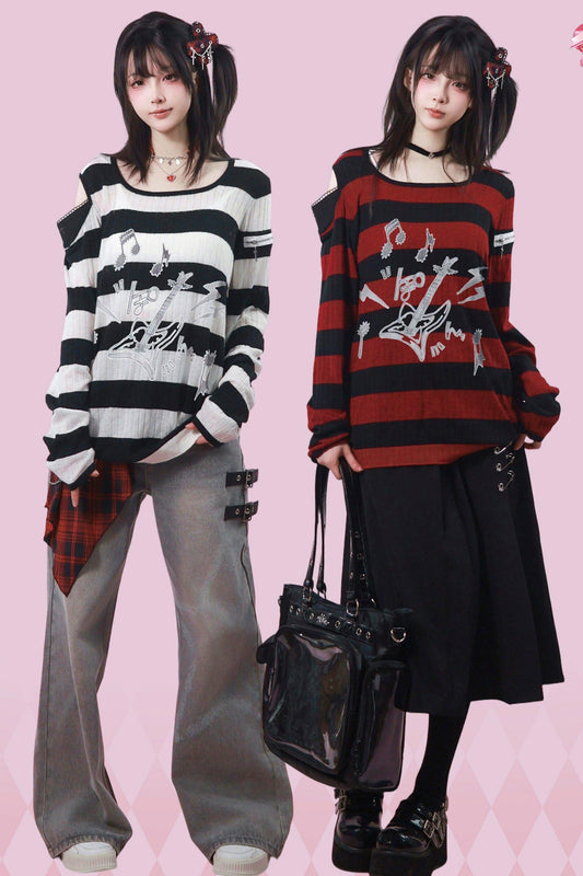 Top in maglia a righe stile subcultura