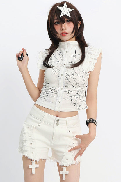 Angel Wing Ruffle Top