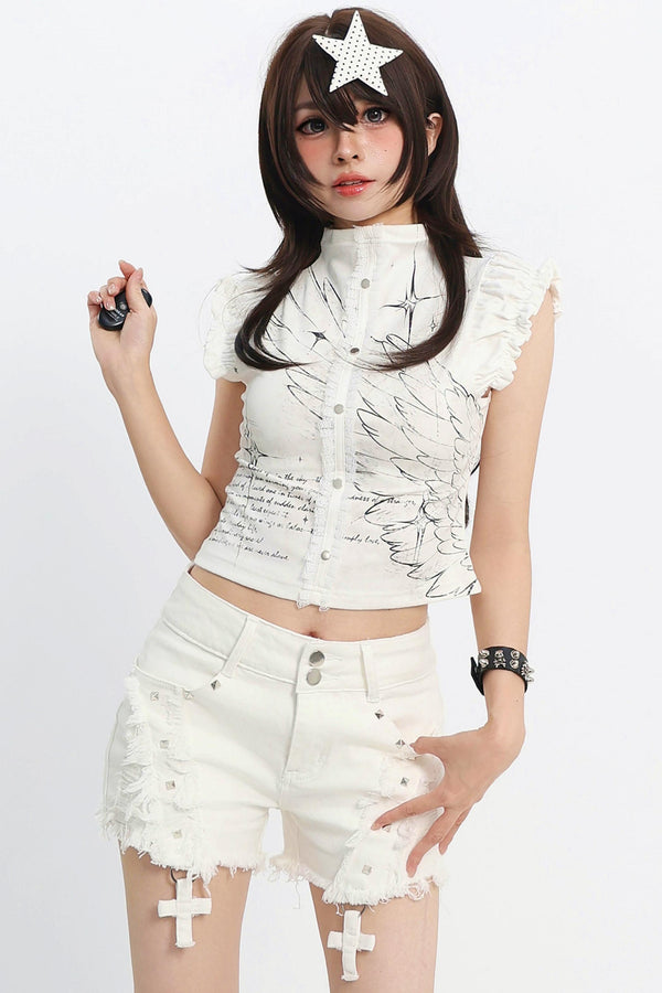 Angel Wing Ruffle Top
