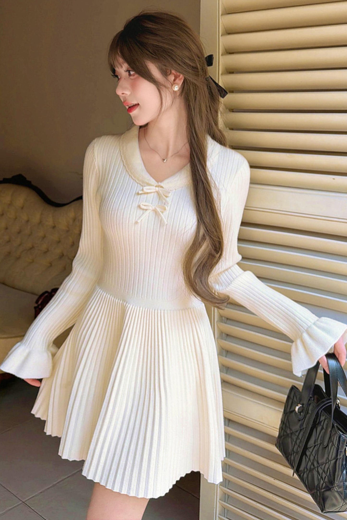 プリーツスイートニットドレス