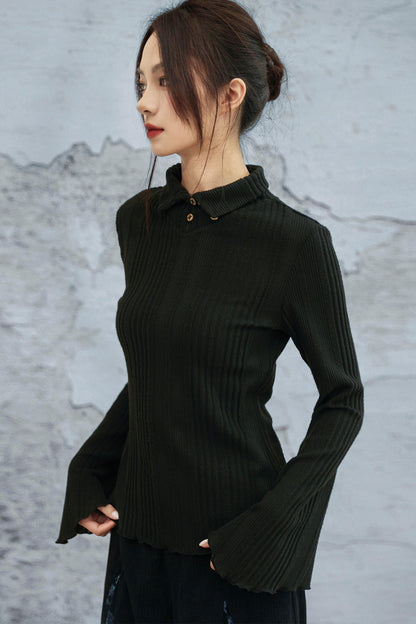 トゥーウェイカラーニットトップ