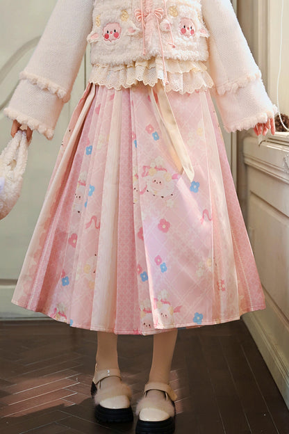 Pink Lamb Pleated Skirt