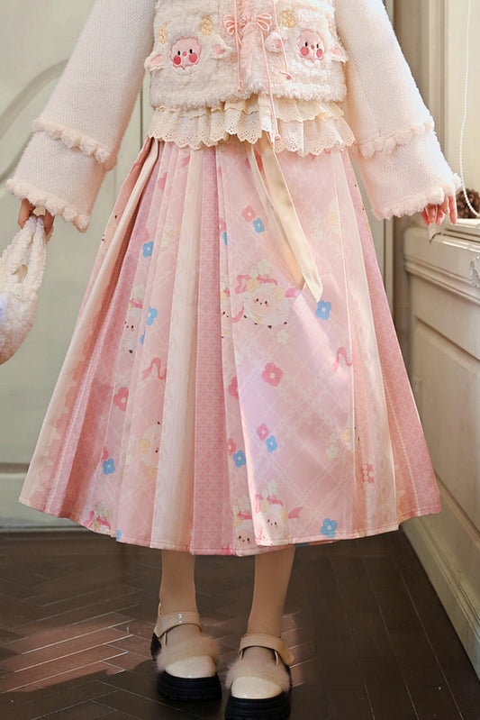 Pink Lamb Pleated Skirt