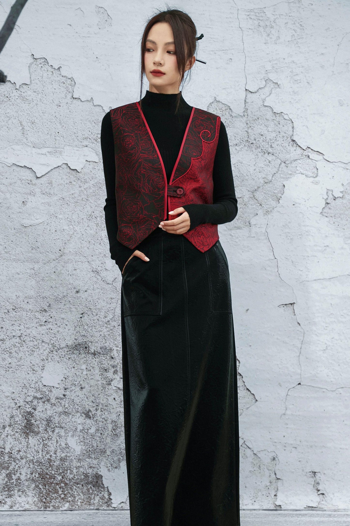 レトロローズジャカードベスト