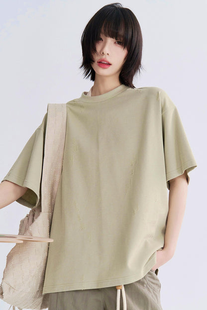ルーズフィットソリッドカラーティーシャツ
