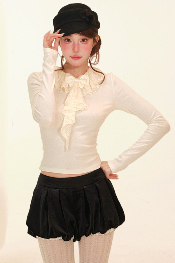 Winter Lace Ruffle Coat + Top + Pants