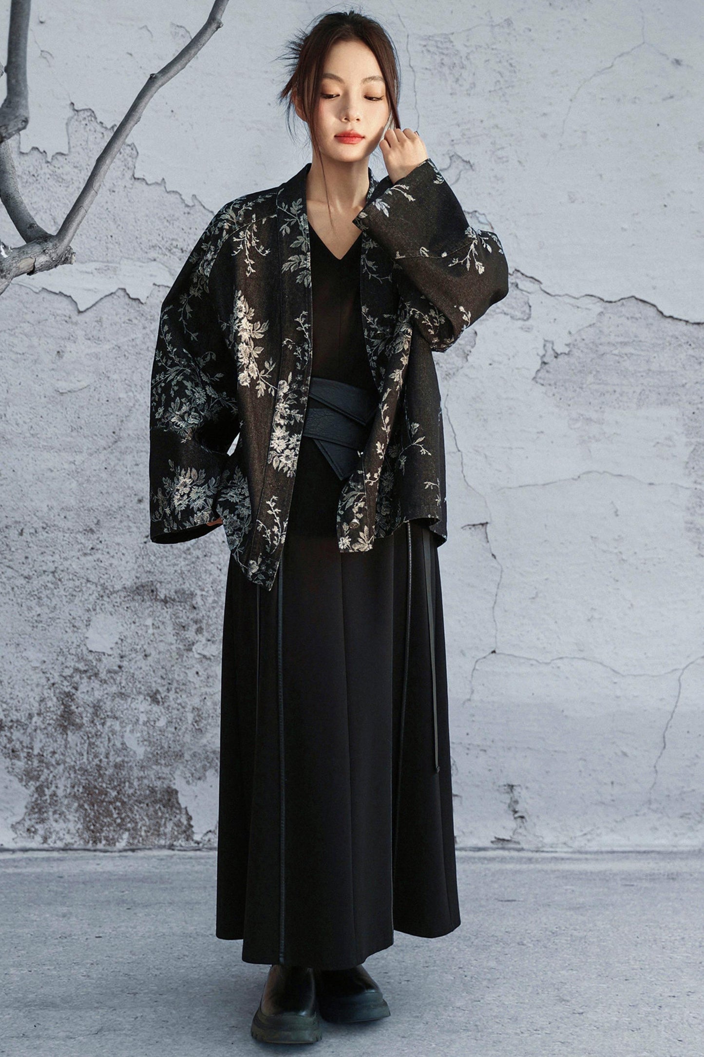 Chinese Denim Jacquard Cardigan