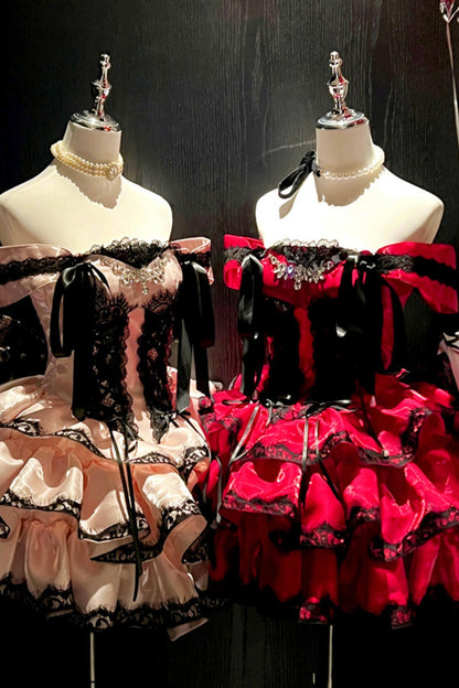 [Pre-order Item] Romantic Lace Mini Lolita Dress + Ribbon Train