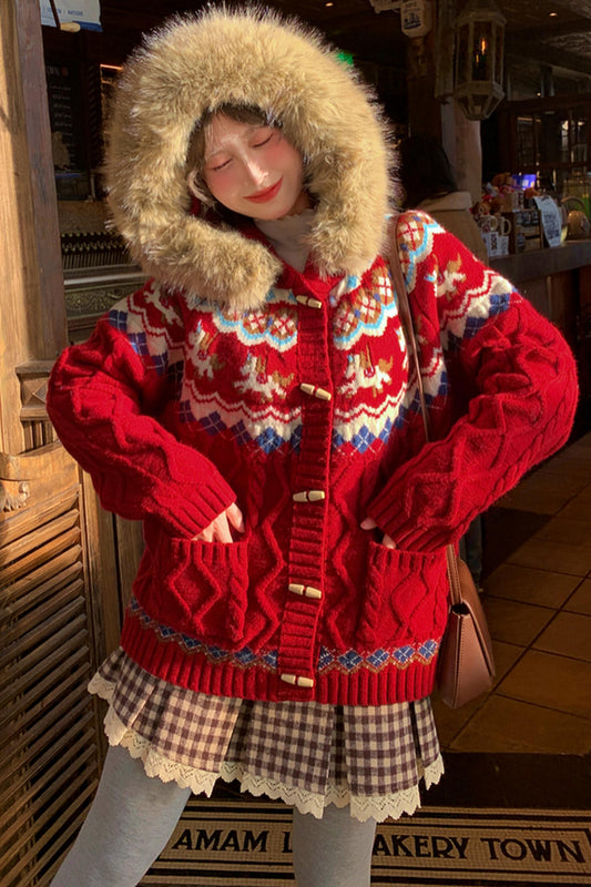 Mori Girl Hooded Knit Cardigan