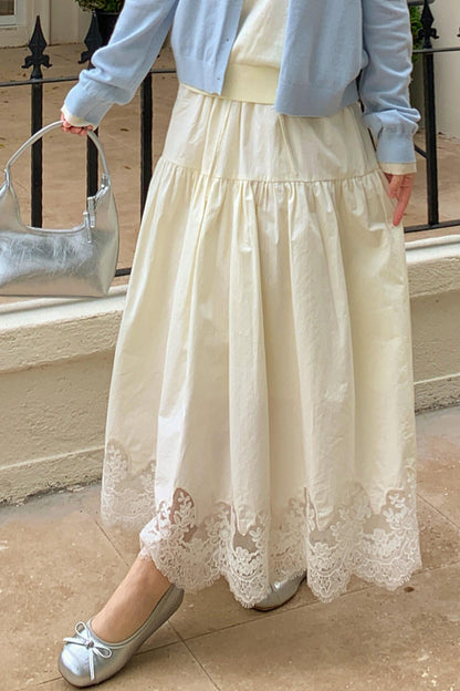 Lace Crochet High Waist Skirt