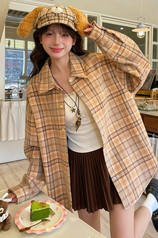 레트로 플래드 프레피 블라우스