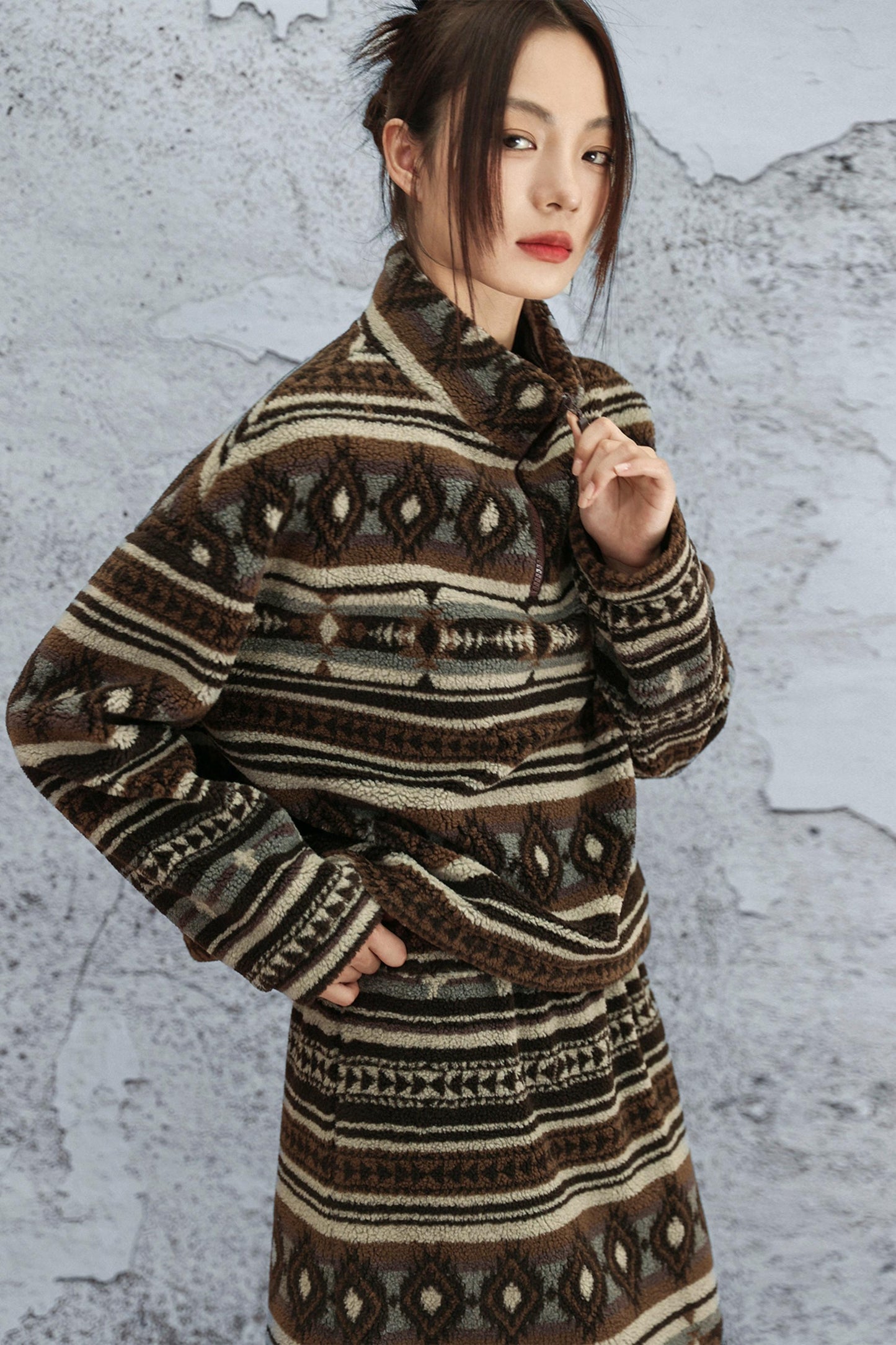 ラムウールジオメトリックジャケット