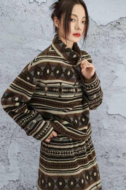 ラムウールジオメトリックジャケット