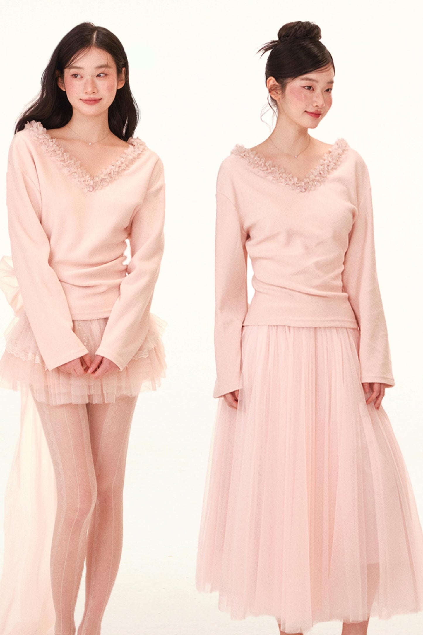 Mist Veil Lace Top and Skirt Set