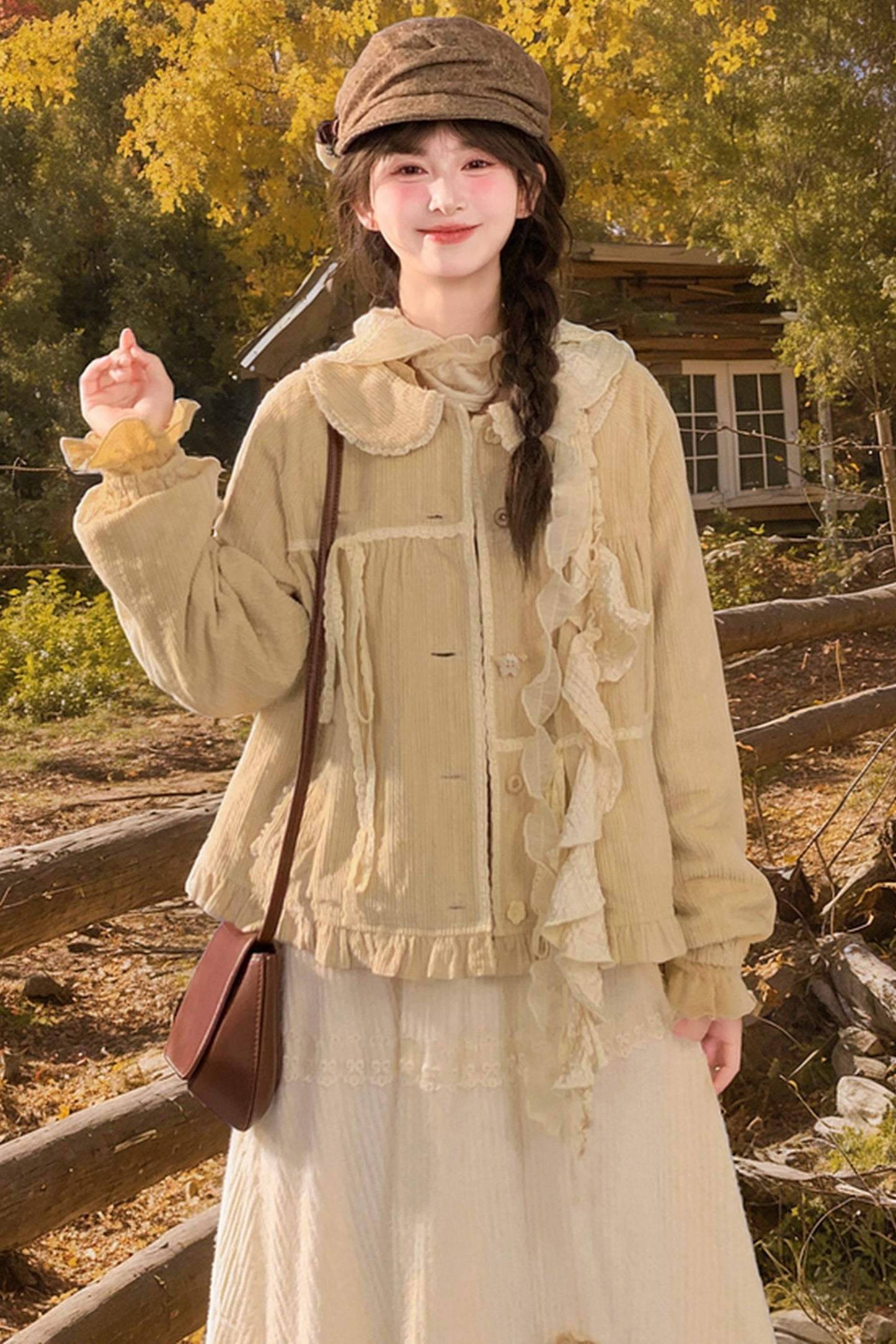 Mori Lace Trim Cotton Jacket + Skirt