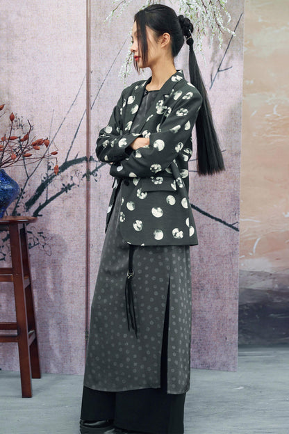 Polka Dot Shoulder Padded Blazer