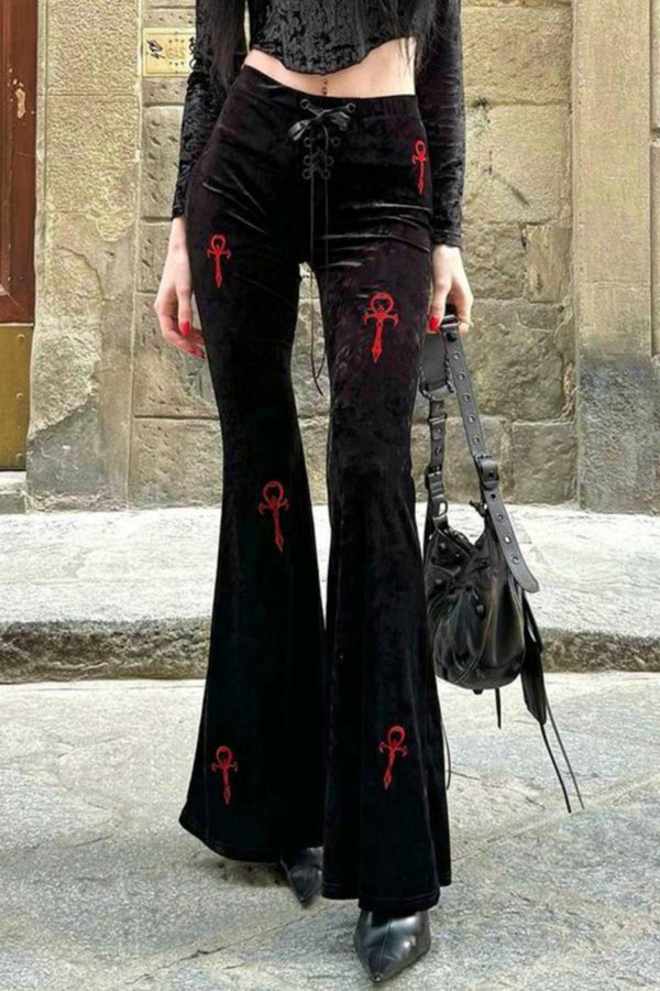 Gothic Cross Flared Pants