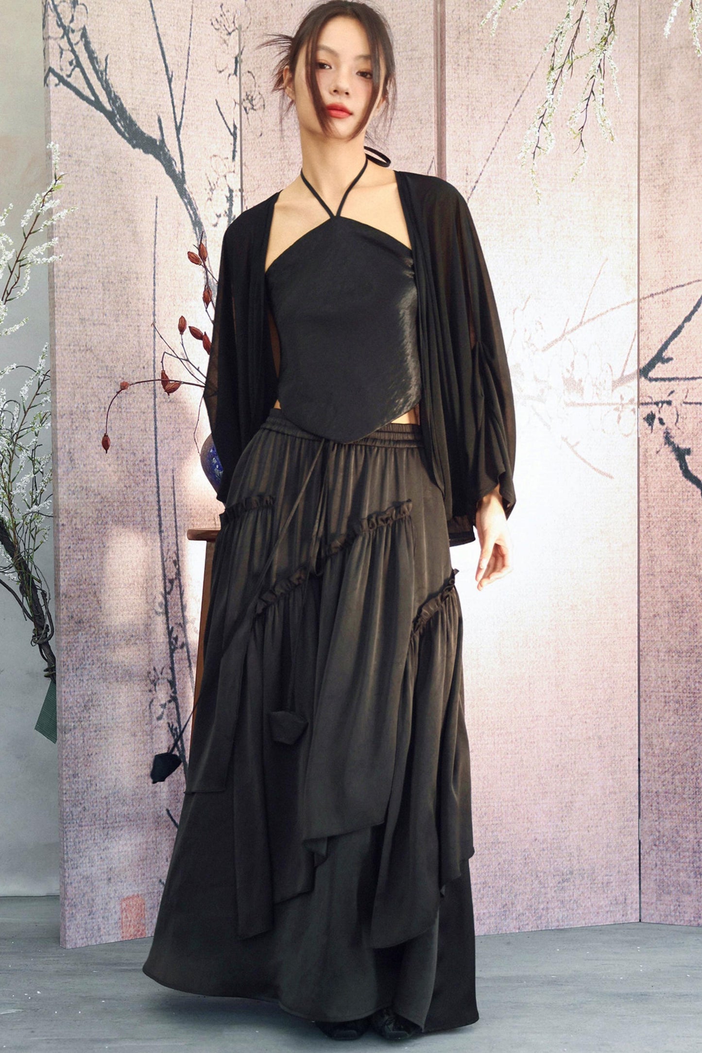 Dark Romantic Satin Skirt